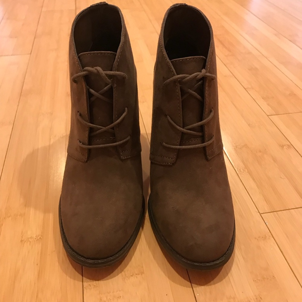 Brown booties.